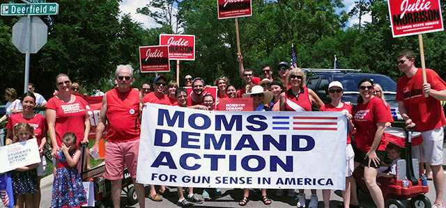 Julie with a group of gun control advocates at a parade